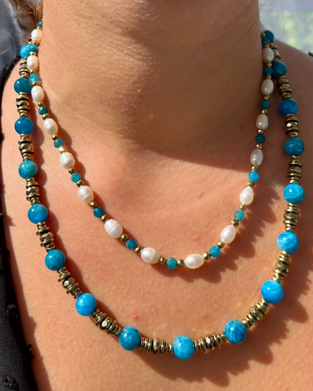 Collier Apatite et perles d'eau douce ELEANOR