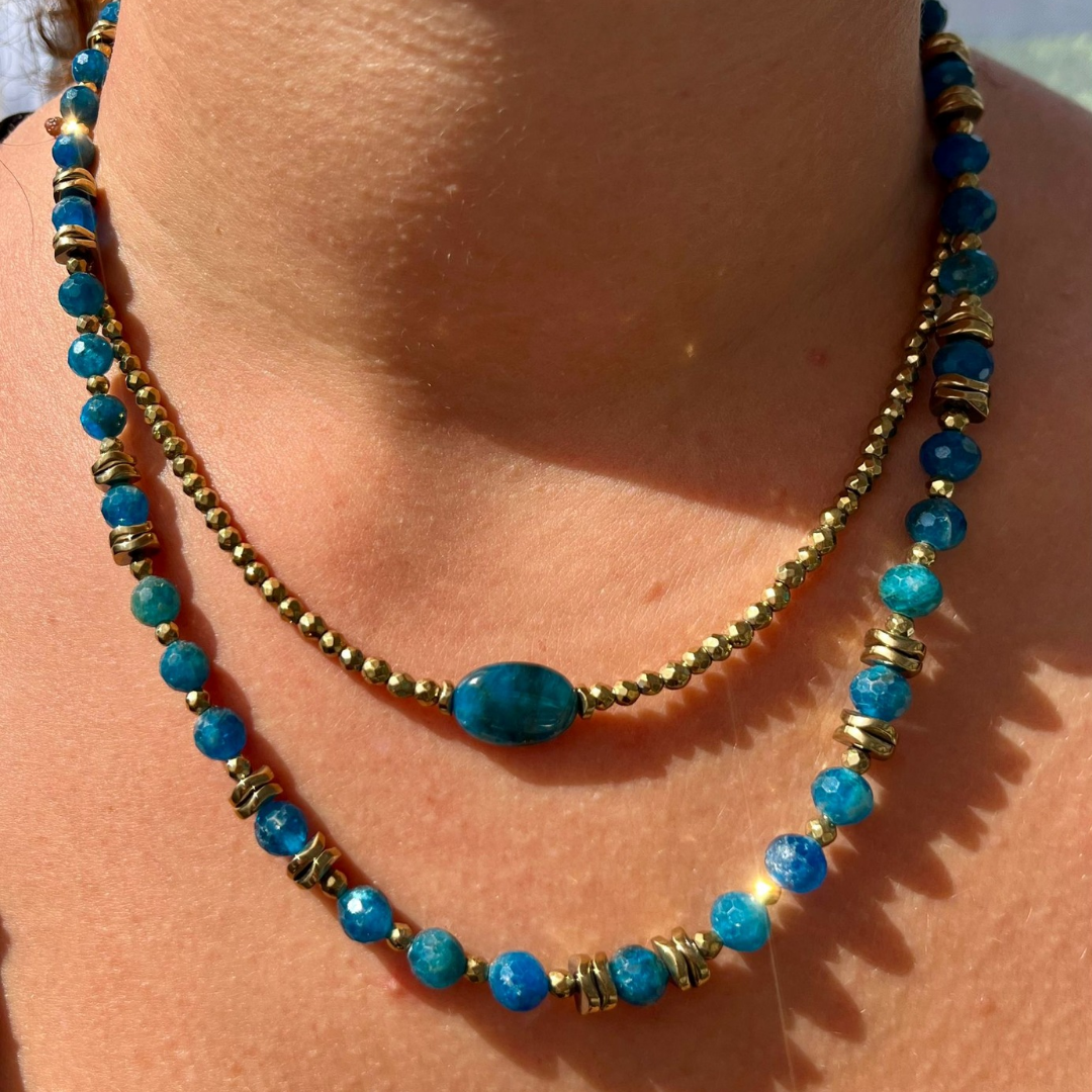 Collier Cornélius et Pamina Apatite et Hématite