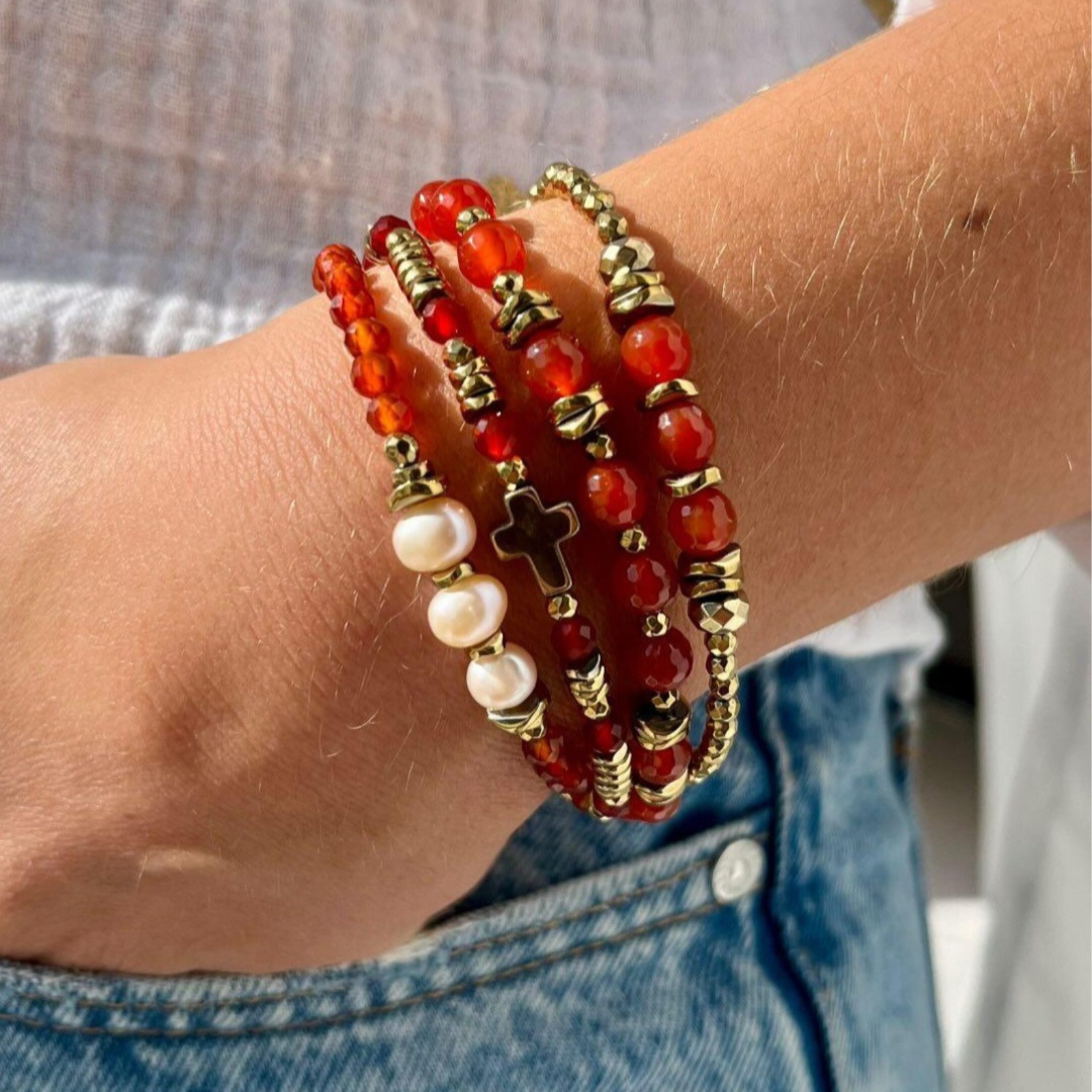Bracelet Sybille Cornaline, Hématite