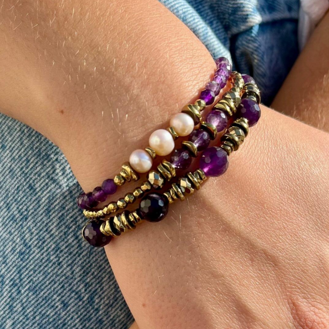 Bracelet Améthyste et hématite CORDELIA