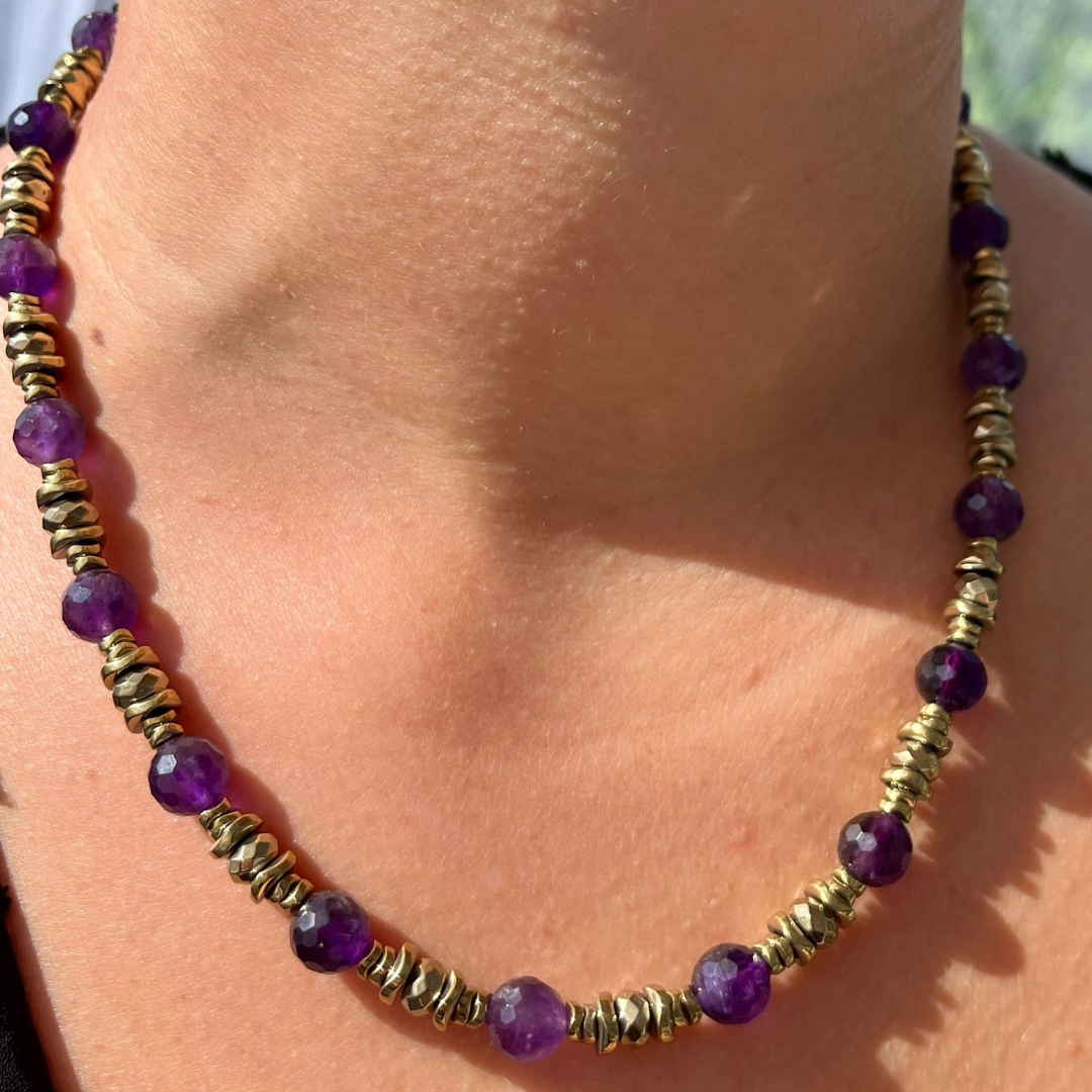Collier Améthyste et Hématite FREYA