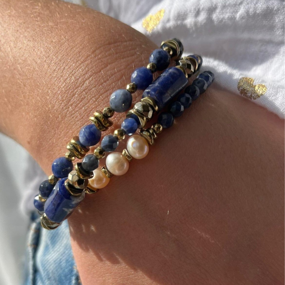 Bracelet Sodalite, Hématite et perles de culture SELENA