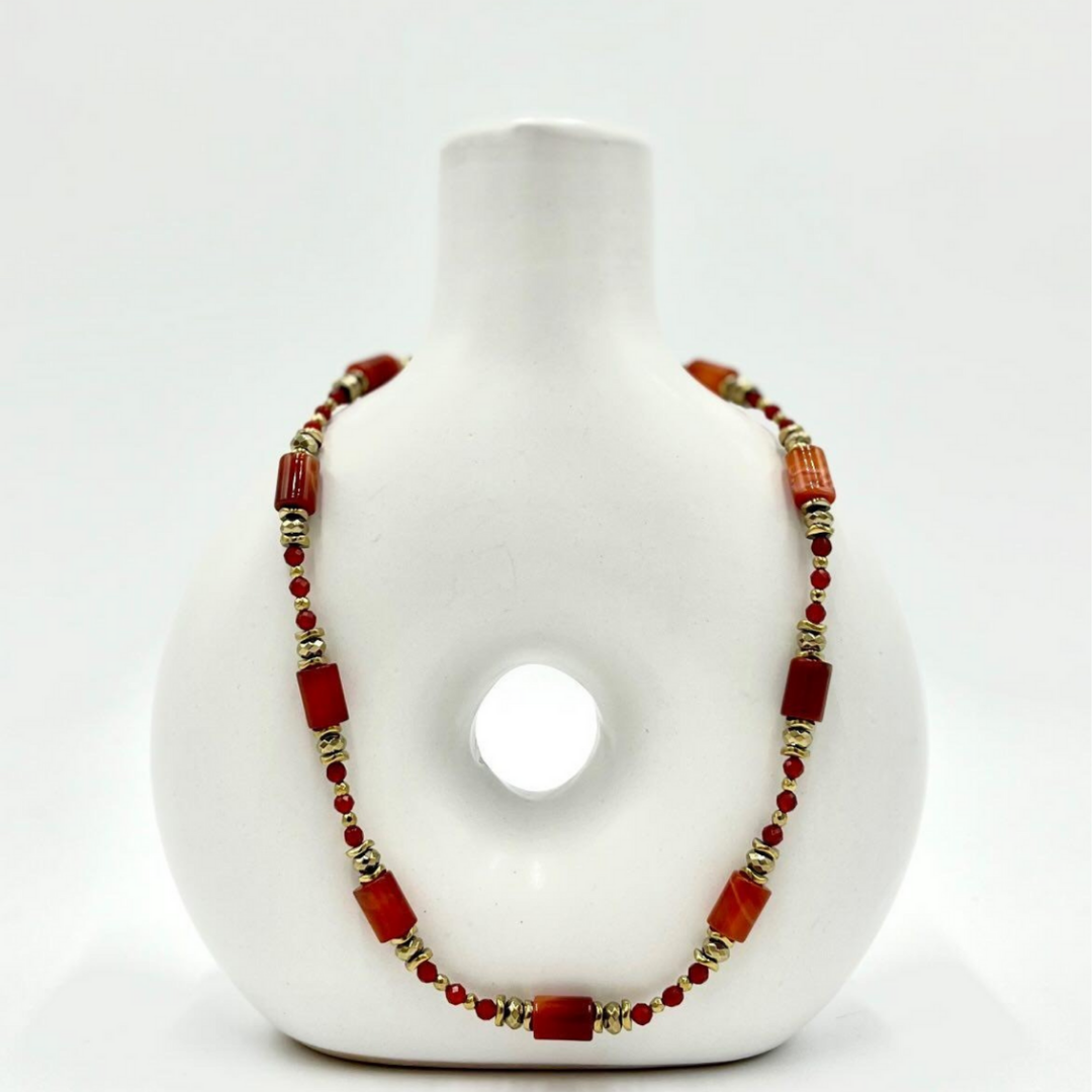 Collier Mélusine Cornaline et Hématite