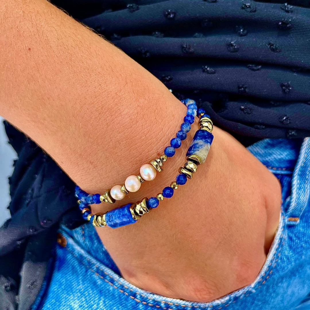 Bracelet Sodalite, Hématite et perles de culture SELENA