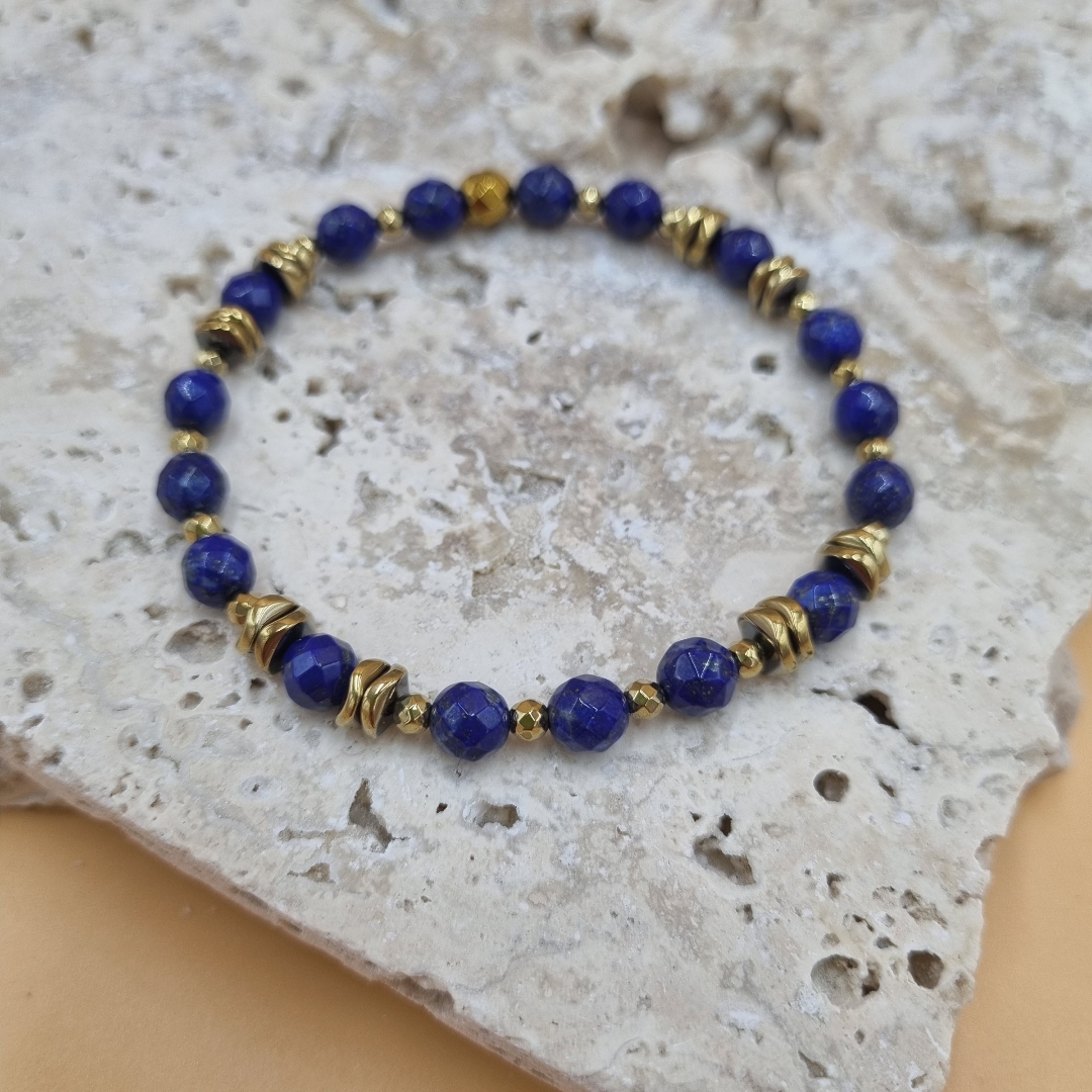 Bracelet en pierres naturelles énergétiques en Lapis lazuli - paix intérieure - sérénité - clairvoyance