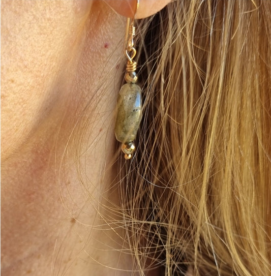 Boucles d'oreilles  avec pierre énergétique Labradorite Dépassements des peurs - Protection - Confiance en soi