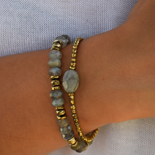 bracelet en pierres naturelles en Labradorite facettées