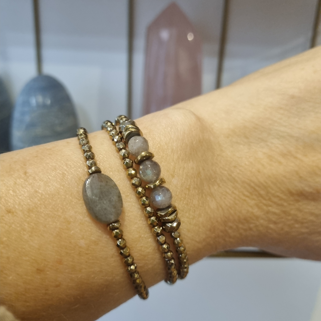 Bracelet avec pierre énergétique Labradorite Dépassements des peurs - Protection - Confiance en soi