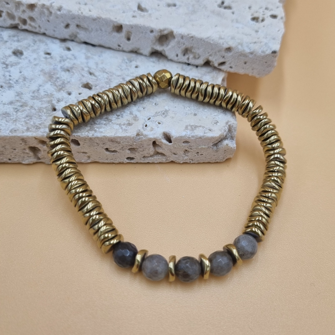 bracelet en pierres naturelles en Labradorite facettées