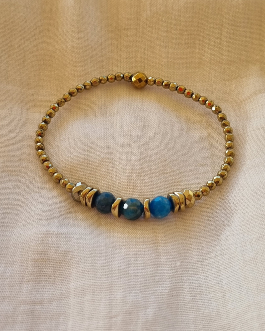Bracelet Cordélia Apatite Hématite Équilibre émotionnel Ancrage