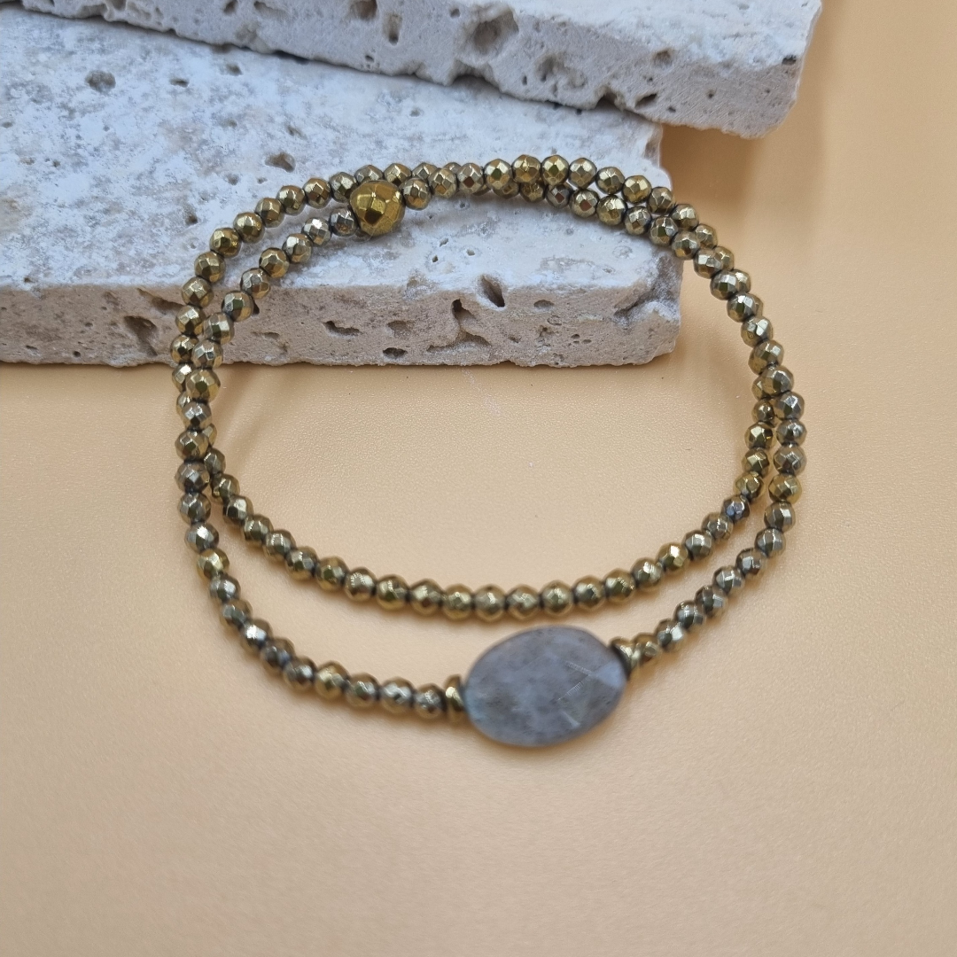 bracelet en pierre naturelle Labradorite facettée
