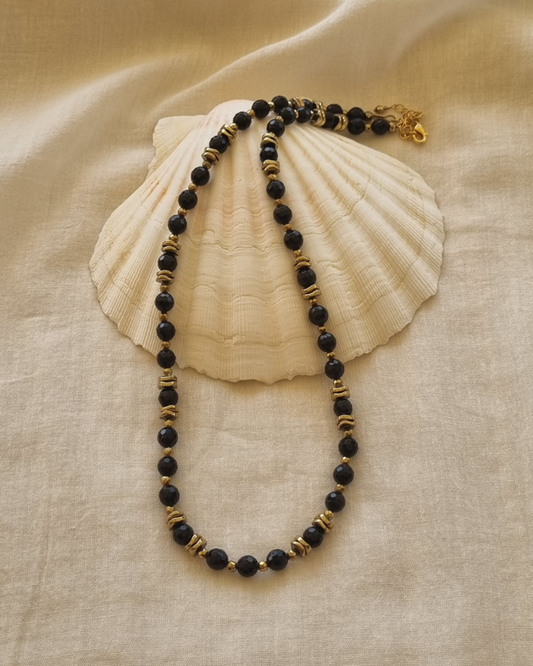 Collier Cornélius Onyx Hématite Protection Ancrage