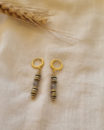 boucles d'oreilles labradorite hématite lithothérapie création artisanale