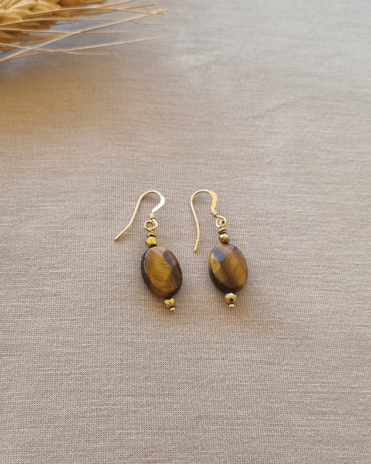 boucles d'oreilles oeil de tigre protection confiance en soi lithothérapie