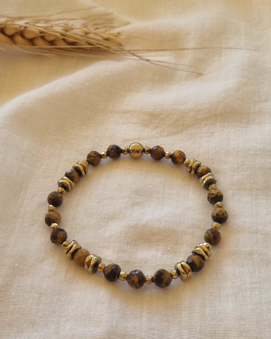 bracelet oeil de tigre hématite création artisanale femme lithothérapie