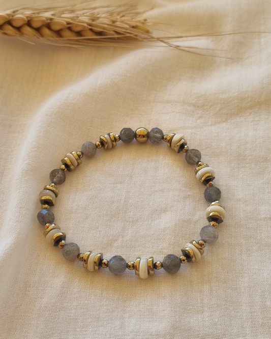 bracelet labradorite nacre hématite protection douceur ancrage lithothérapie