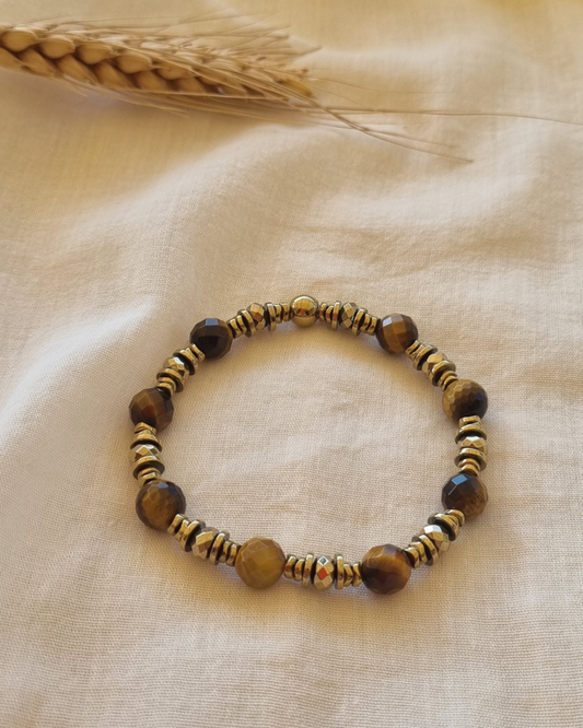 bracelet oeil de tigre hématite protection et ancrage énergétique lithothérapie