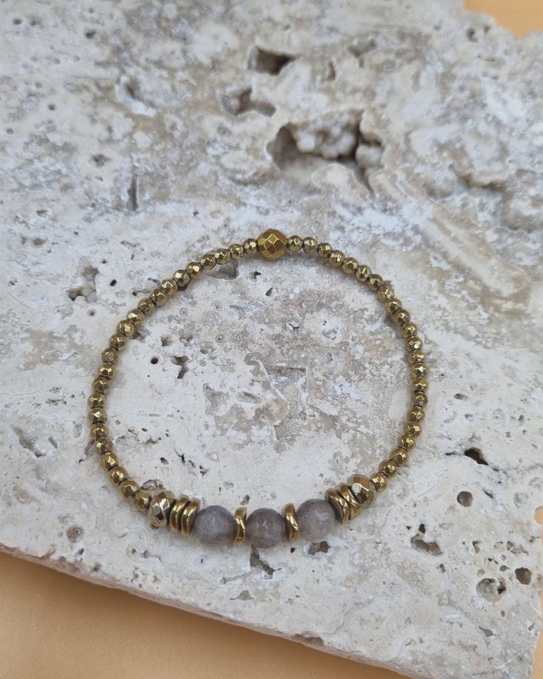 Bracelet Cordélia  Labradorite et Hématite dorées