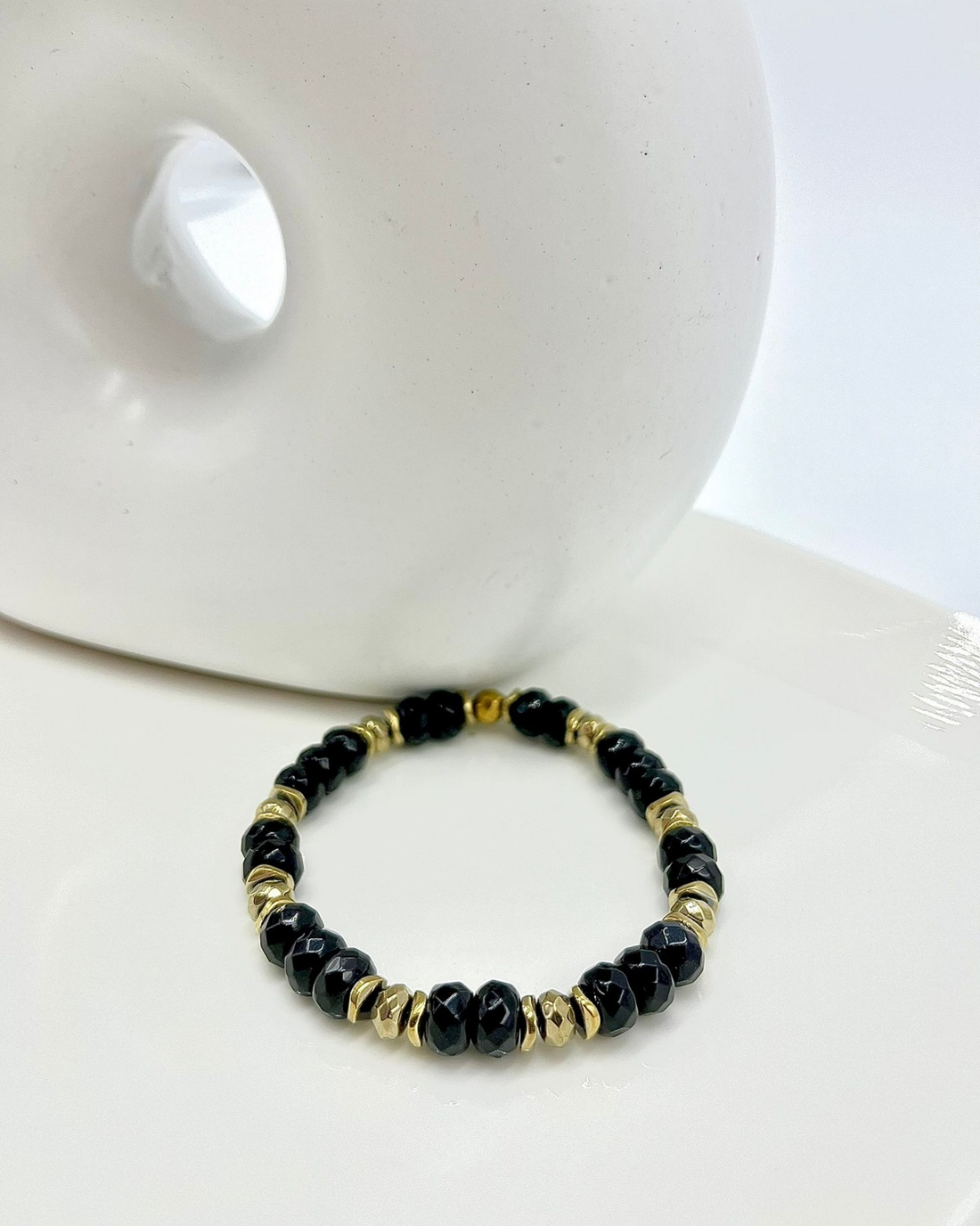 Bracelet Anton Onyx et hématites dorées