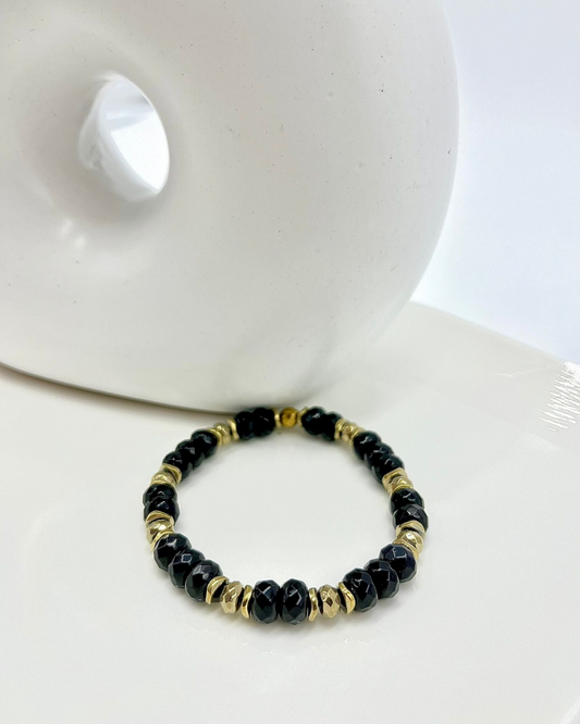 Bracelet Anton Onyx et hématites dorées