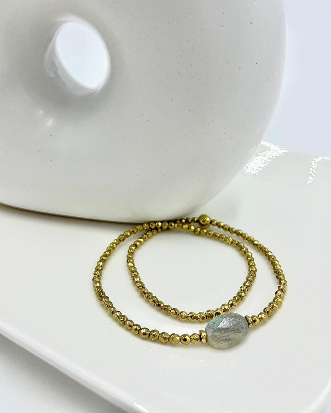 Bracelet double Pamina Labradorite et Hématites dorées