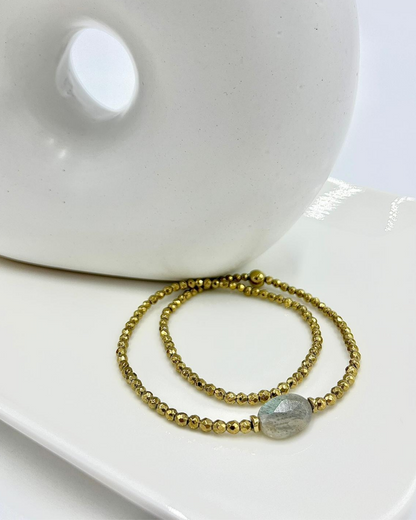 Bracelet double Pamina Labradorite et Hématites dorées