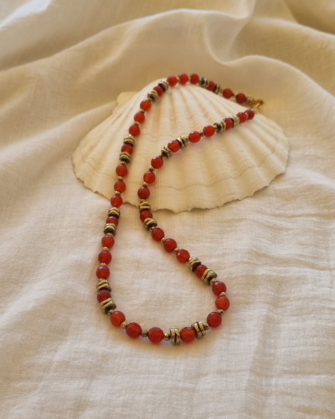 Collier Cornélius Cornaline et Hématites dorées