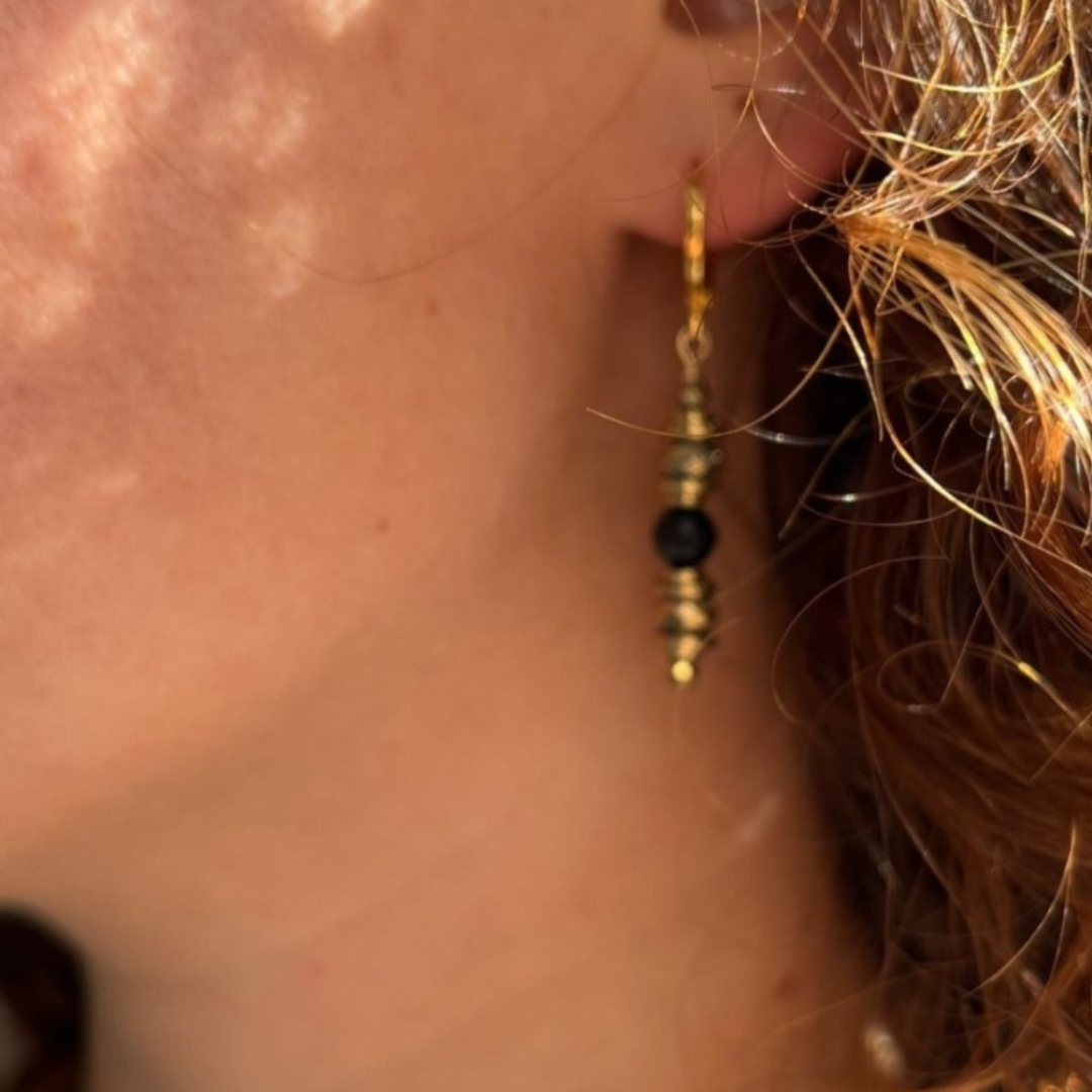 Boucles d'oreilles Onyx et hématites 