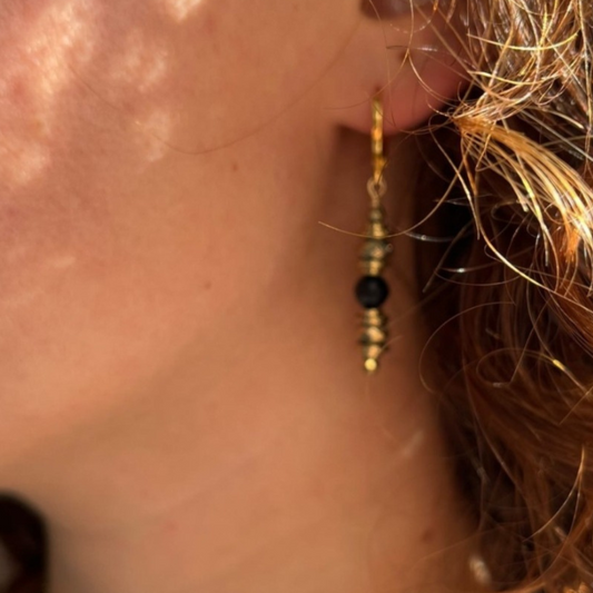Boucles d'oreilles Onyx et hématites 