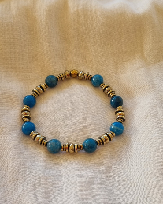 Bracelet Freya Apatite et hématites dorées