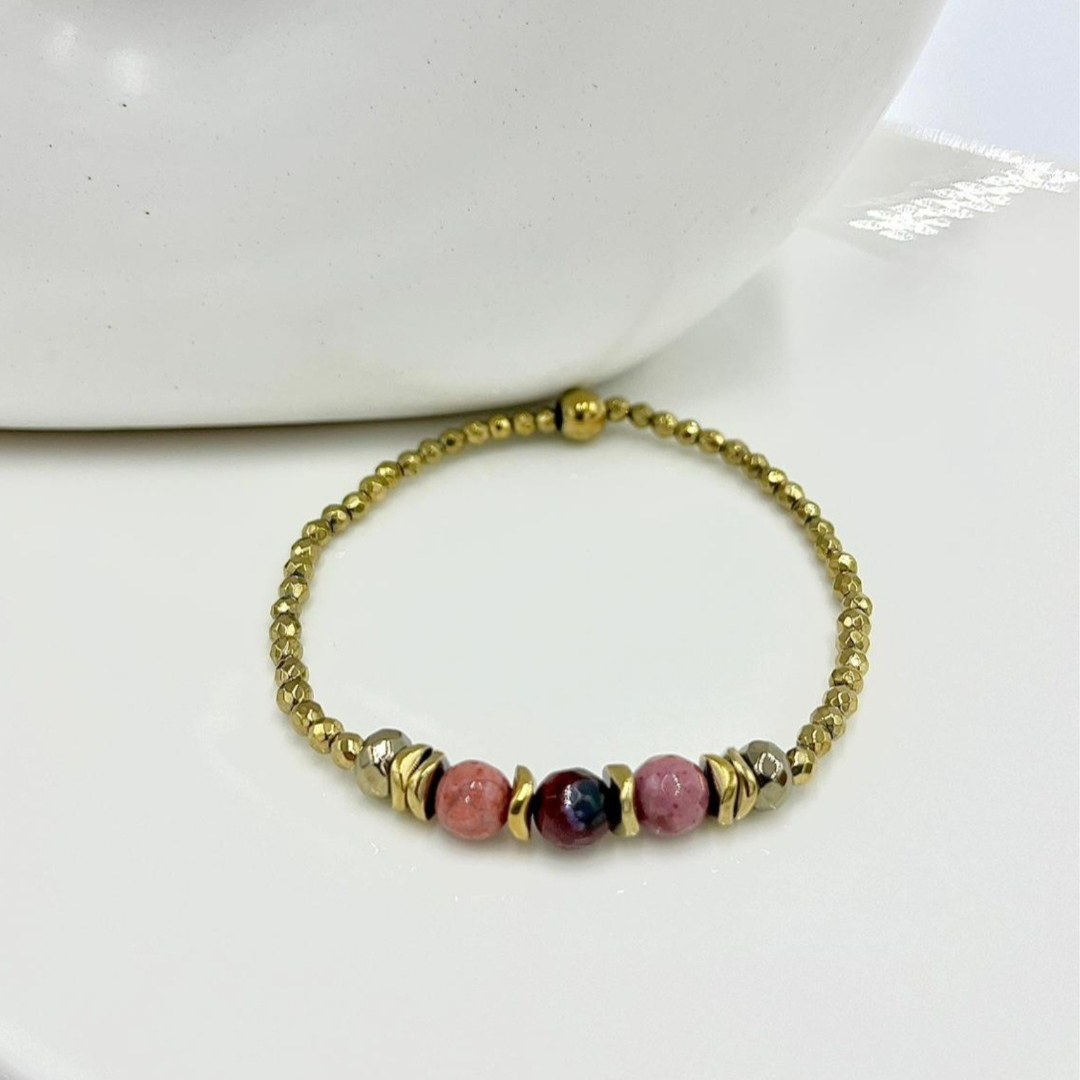 Bracelet Cordélia Jaspe mokaite et Hématite 