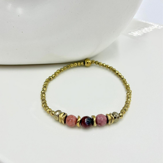 Bracelet Cordélia Jaspe mokaite et Hématite 