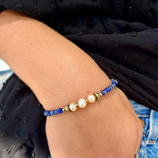 Bracelet Sodalite, Hématite et perles de culture SELENA