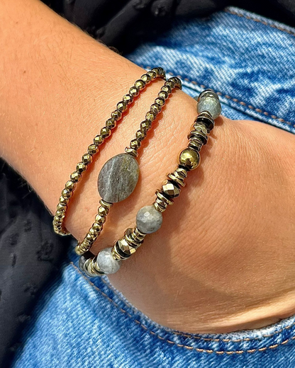 Bracelet double Pamina Labradorite et Hématites dorées