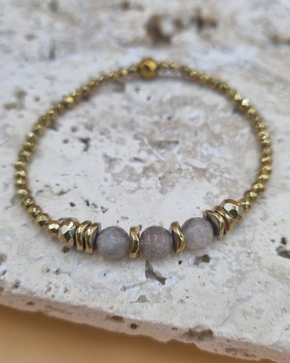 Bracelet Cordélia  Labradorite et Hématite dorées