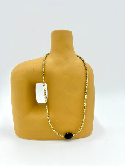 Collier Pamina Onyx et hématites dorées