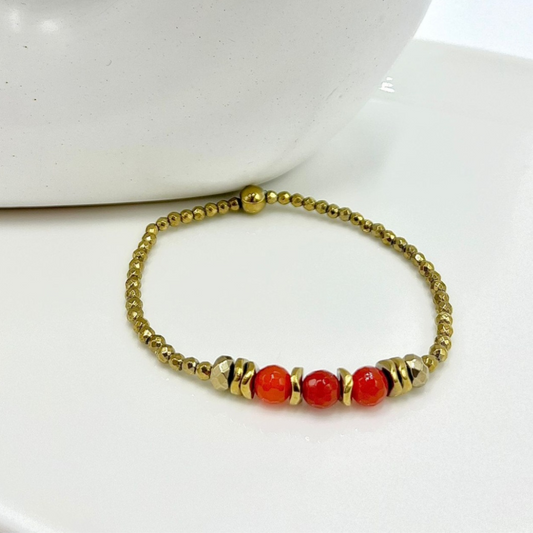 Bracelet Cordélia Cornaline et Hématite 
