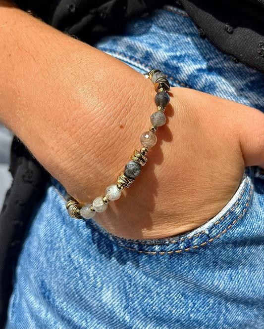 Bracelet Cornélius Labradorite et hematites dorées