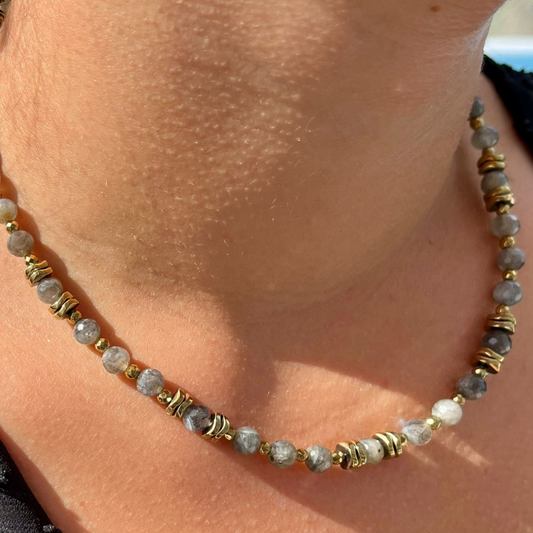 Collier Cornélius Labradorite et Hématite 