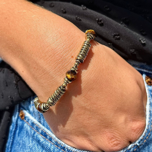 Bracelet Oeil de tigre et Hématite MÉLISANDRE