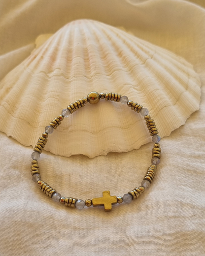 Bracelet Sybille Labradorite et Hématite dorées