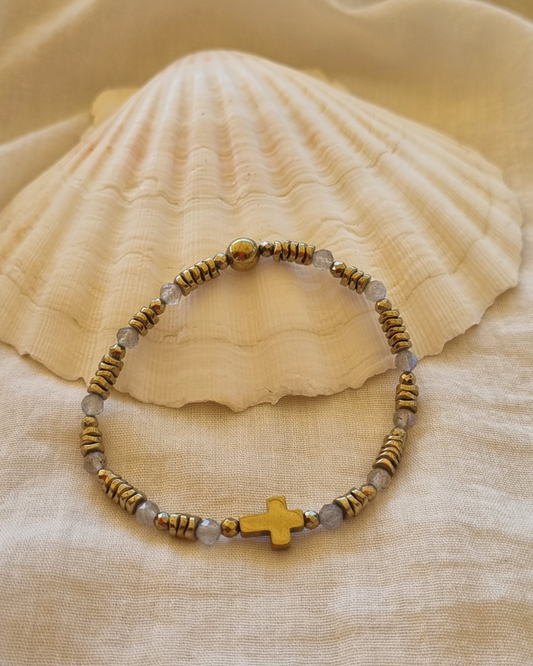 Bracelet Sybille Labradorite et Hématite dorées