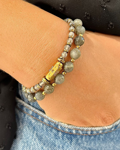 Bracelet Luna Labradorite et Hématites dorées