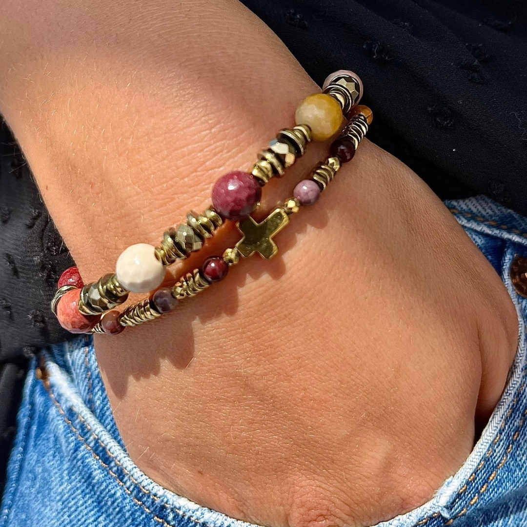 Bracelet freya Jaspe Mokaïte et hématites 