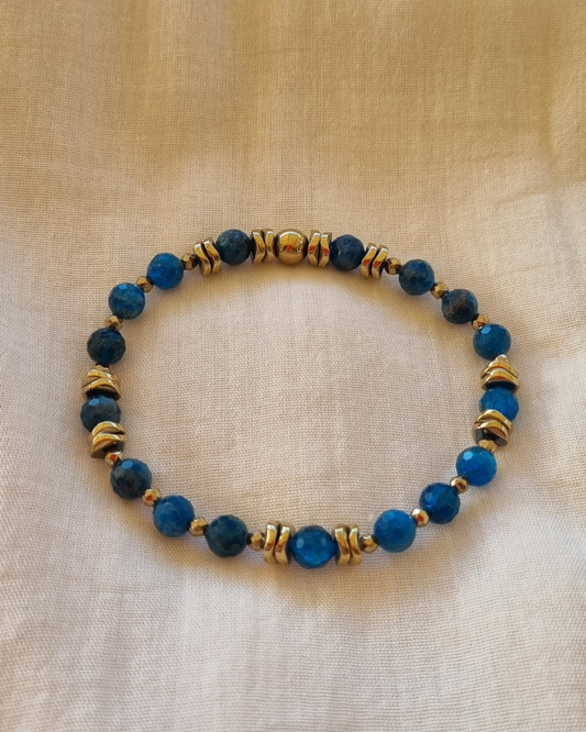 Bracelet CORNÉLIUS Apatite et Hématites dorées