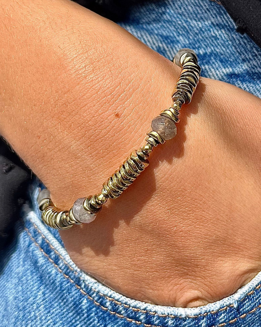 Bracelet Mélisandre Labradorite et Hématites dorées