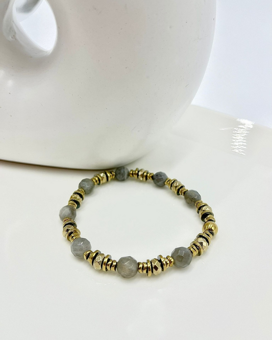 Bracelet Freya Labradorite et Hématites dorées