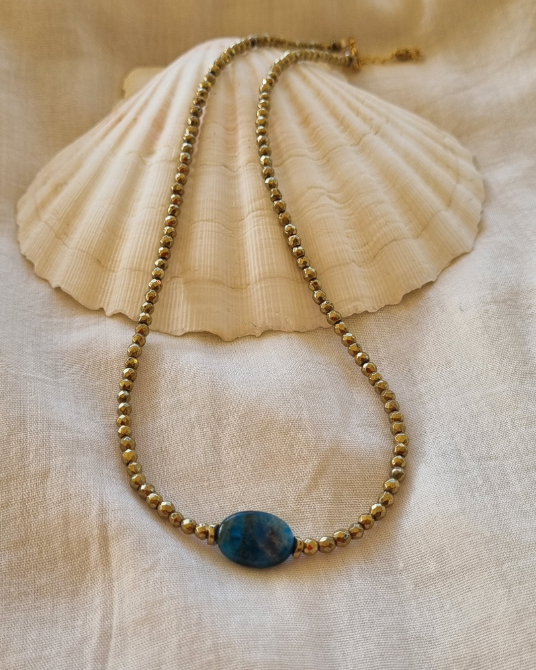 Collier Pamina  Apatite et hématites dorées