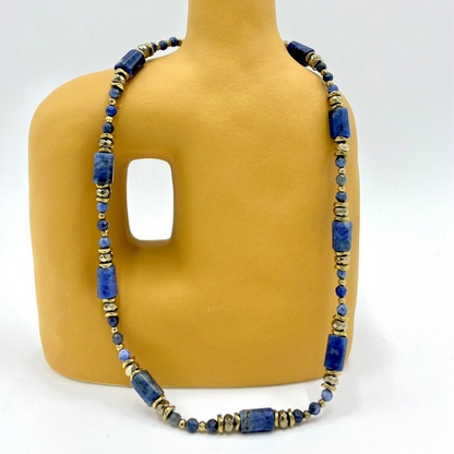 Collier Sodalite et Hématite MÉLUSINE