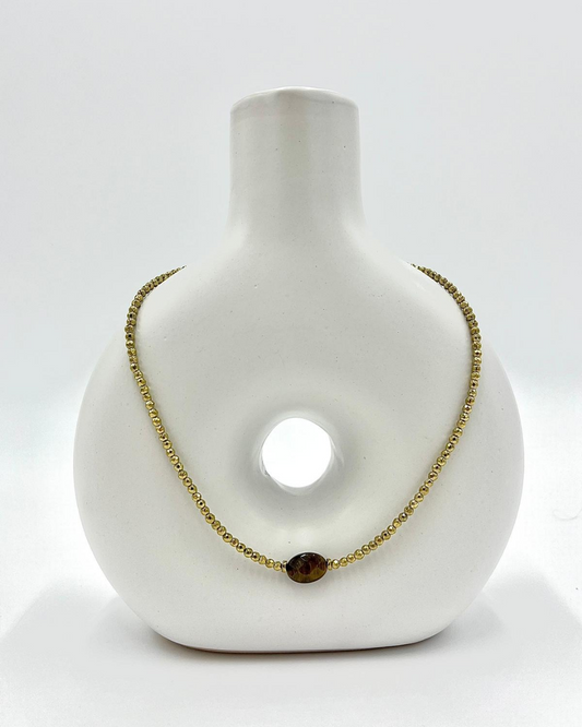 Collier Pamina Oeil de tigre et hématites dorées